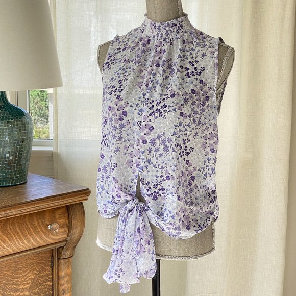 Rachel Zoe Sleeveless Lilac Floral Top - Picture 1 of 10